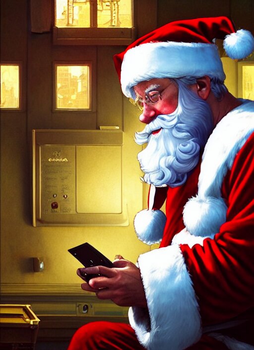 Lexica - Highly detailed portrait of santa claus playing with a game ...
