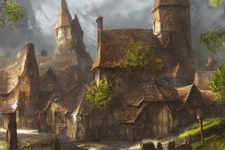 Lexica - A small medieval village, fantasy, D&D, concept art, sharp ...