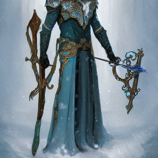 Lexica - An epic concept art of a handsome snow elf in a turquoise cape ...