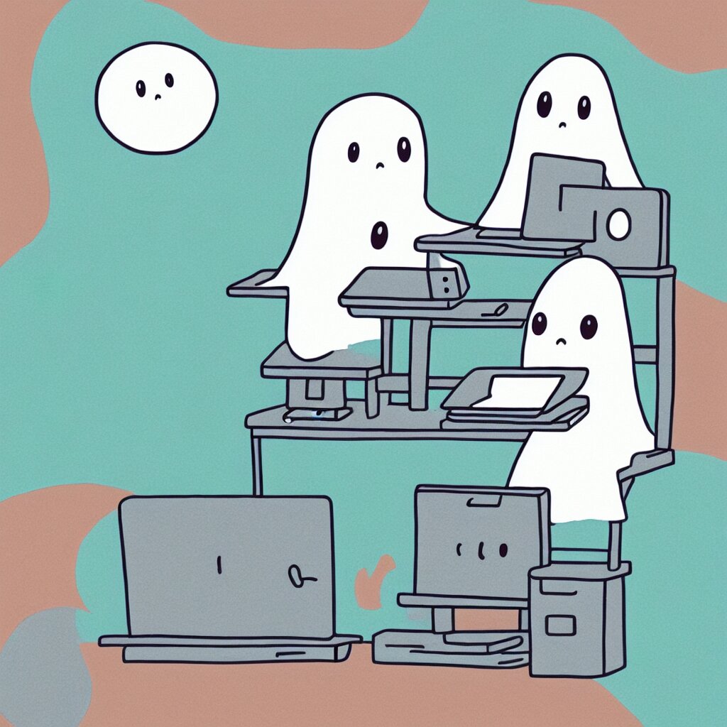 Lexica - Illustration of a cute friendly ghost with glasses with a ...