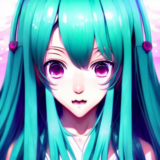 Lexica - Portrait of hatsune miku in miko clothes, anime digital art ...