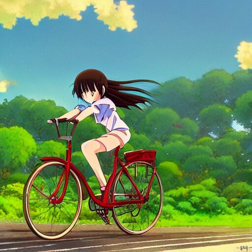 Lexica - Anime girl riding bicycle in highly detailed japanese ...