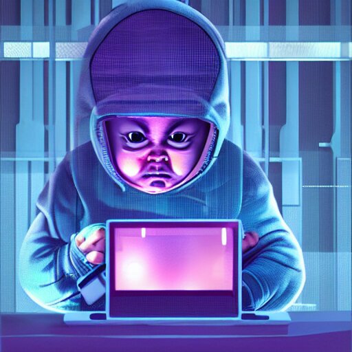 Lexica An angry baby hacker, art by beeple