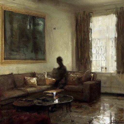 modem living room painting by jeremy mann Arthub.ai