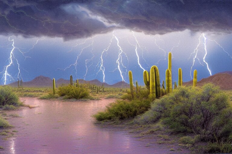 Lexica - A rainstorm in the arizona desert, the sonoran desert ...