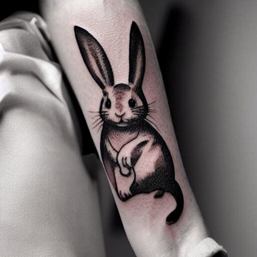 Lexica - A tattoo of a white rabbit