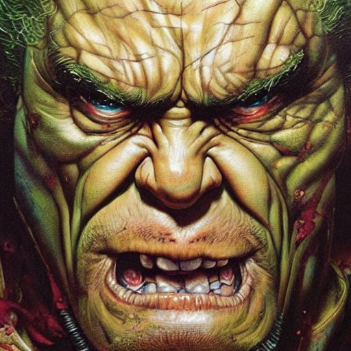 Lexica - Detailed head and shoulders portrait of struggling Hulk by ...