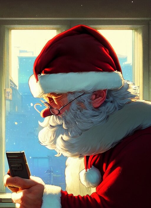 Lexica - Highly detailed portrait of santa claus playing with a game ...