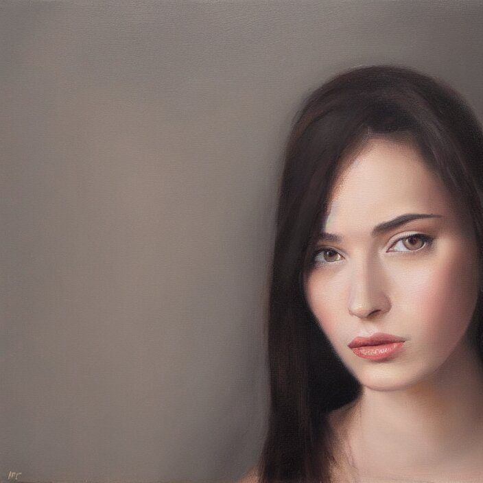 Lexica - Alla prima portrait oil painting of young woman with dark hair ...