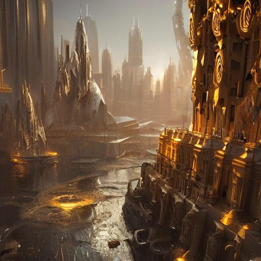 Lexica - A golden fantasy sci fi luxurious city, scandinavian / norse ...