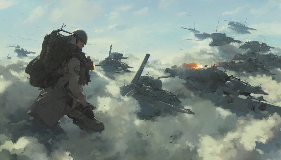 Lexica - Normandy ww 2 battle, trending on pixiv fanbox, painted by ...