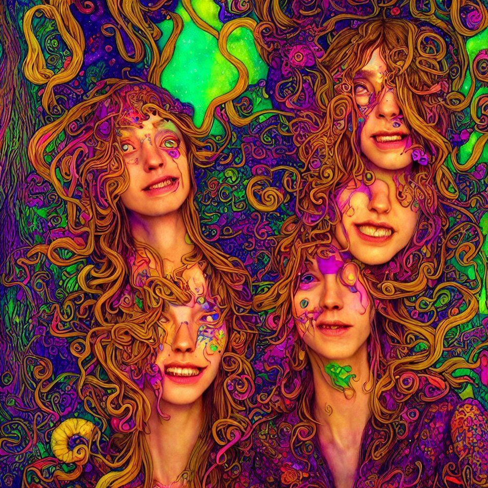 Lexica - Happy psychedelic portrait of stoner tripping on lsd and ...