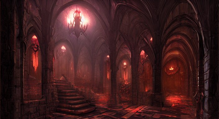Lexica - Dark sinister vampire lair interior by Marc Simonetti ...