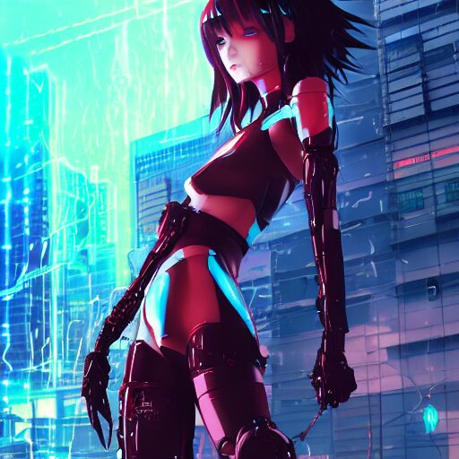 full digital cyberpunk anime!!, shattered cyborg -, Stable Diffusion