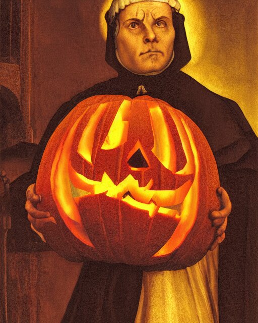 Lexica - Martin luther using a nail and mallet to carve a jack - o ...
