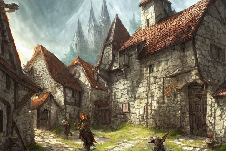 Lexica - A small medieval village, fantasy, D&D, concept art, sharp ...