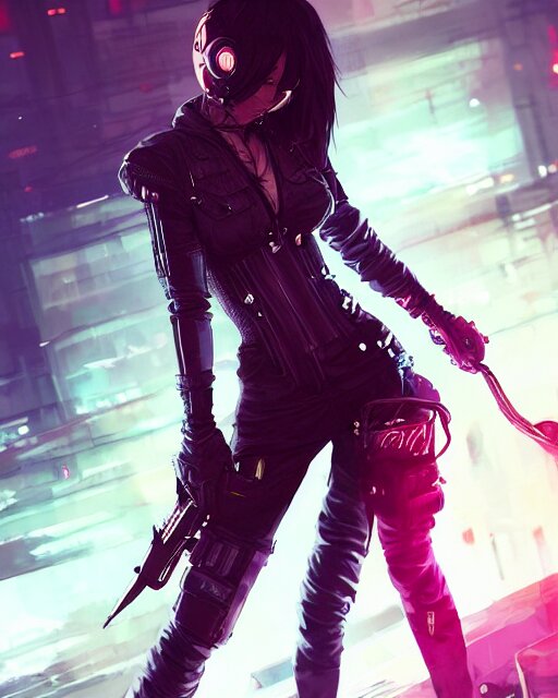 Lexica - Female rouge assassin, wearing cyberpunk intricate streetwear ...