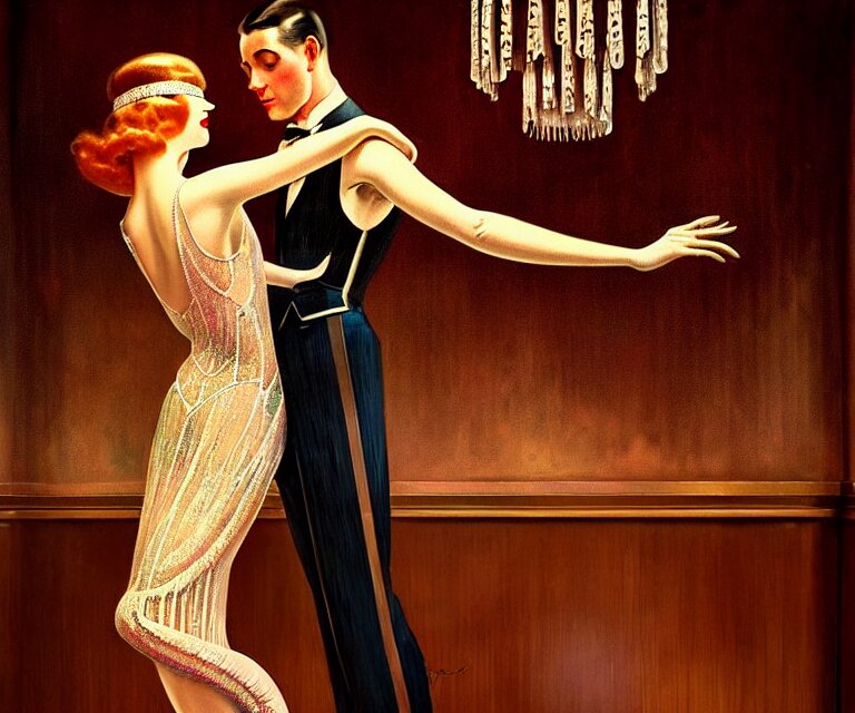 Lexica - A beautiful classy dancing couple, dimly lit upscale 1920s ...
