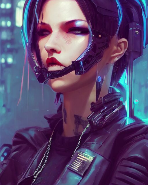Lexica Female Rouge Assassin Wearing Cyberpunk Intricate Streetwear Beautiful Detailed 3475