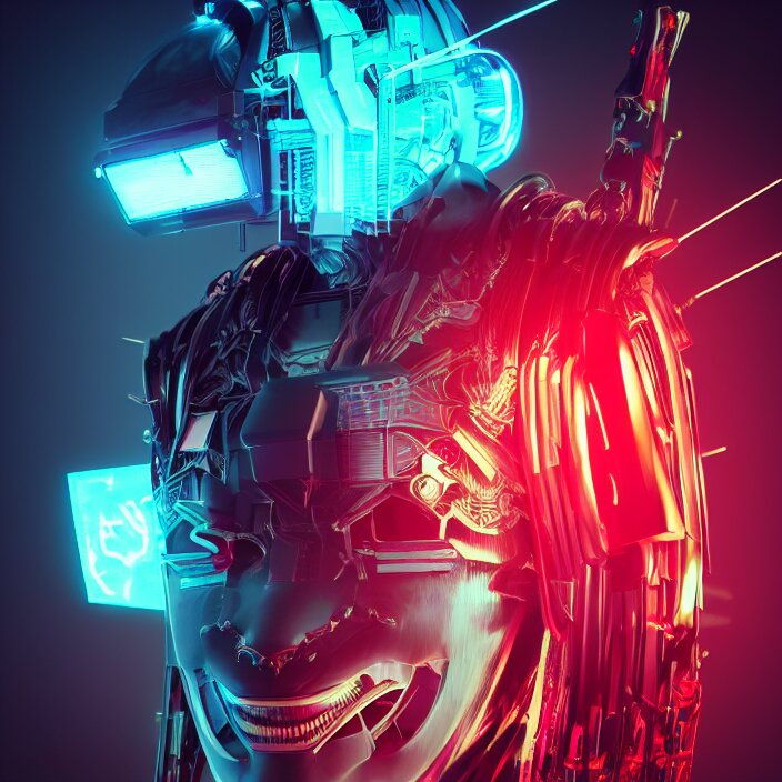 Lexica - Cyber punk, android cannon mindar from japan, oni mask ...