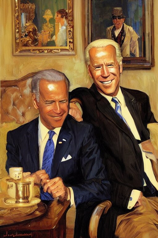 Lexica Joe biden and jeffrey epstein painting by jc leyendecker