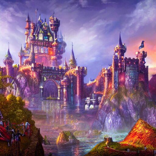 Lexica - Paradise City, Huge castle, fantasy, medieval, vivid colors ...