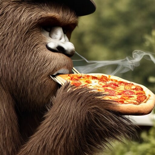 bigfoot pizza delivery guy, Stable Diffusion