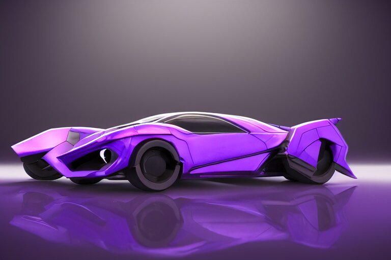 cyberpunk purple batmobile concept inspired sports car, futurist ...