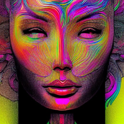 the head of a beautiful woman partially made of rainbows, an ult ...