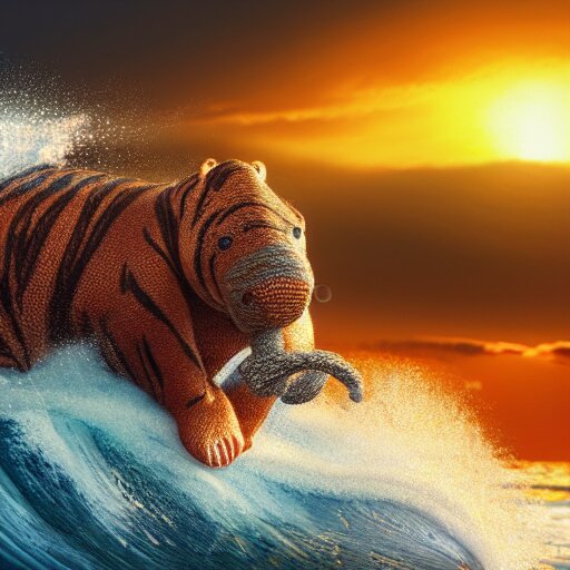 Lexica - A closeup photorealistic render of a cute knitted tiger ...