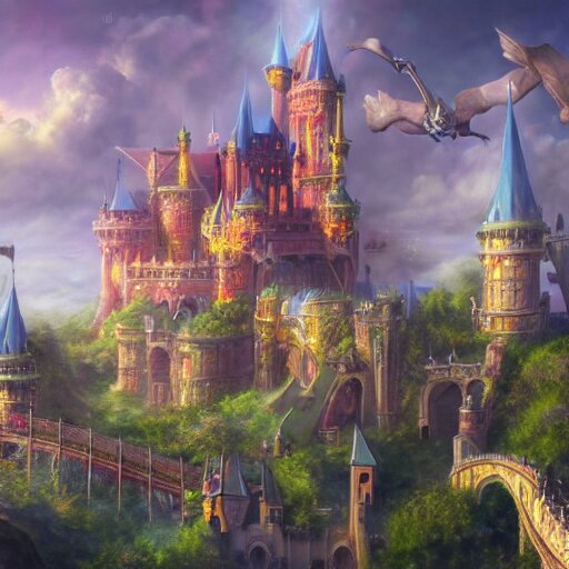 Lexica - Paradise City, Huge castle, fantasy, medieval, vivid colors ...