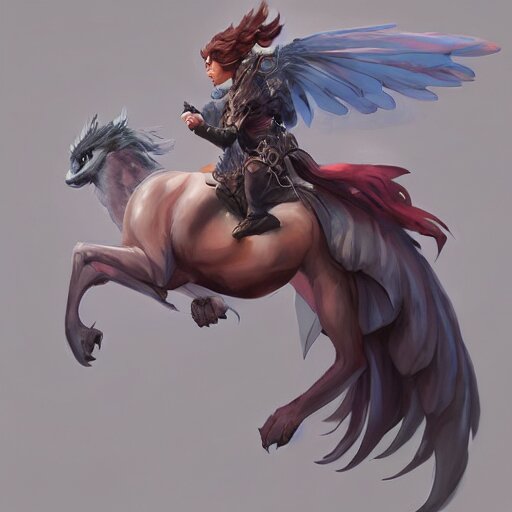 Lexica - Art station concept of a beautiful girl riding a gryphon ...
