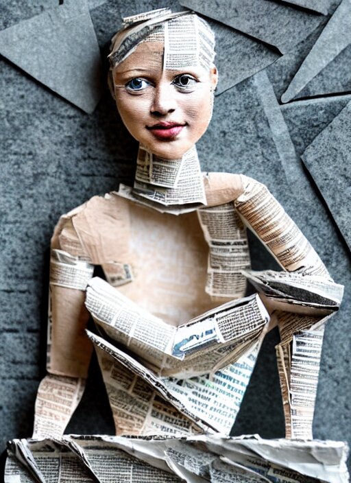 Lexica - A portrait of a beautiful young woman paper mache wrapped and ...