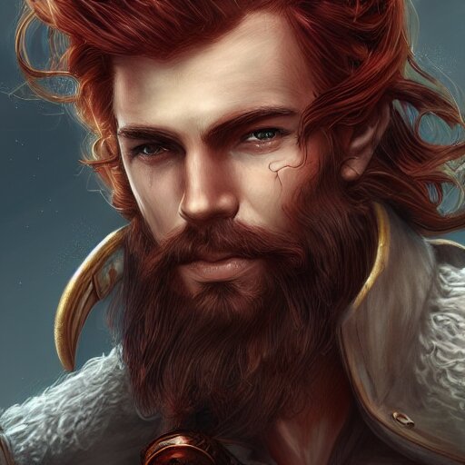 Lexica - Rugged ship captain, male, handsome, red hair, long hair ...