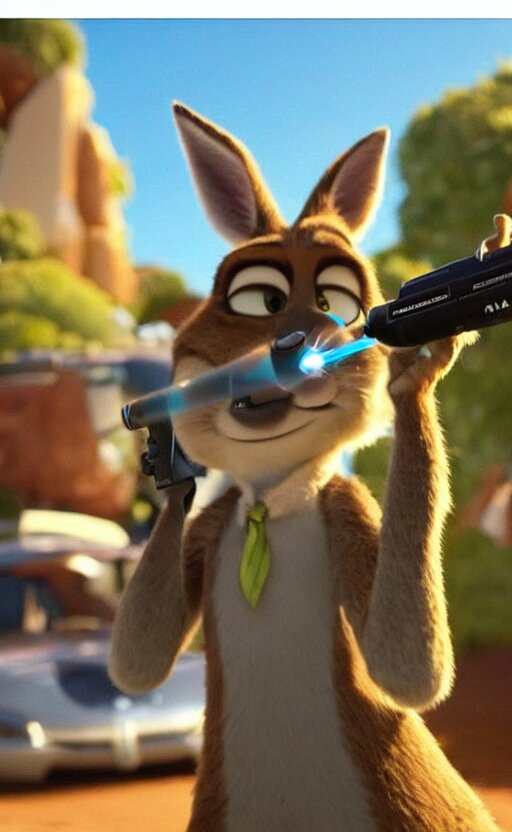 Lexica “kangaroo in the style of the movie zootopia holding a laser