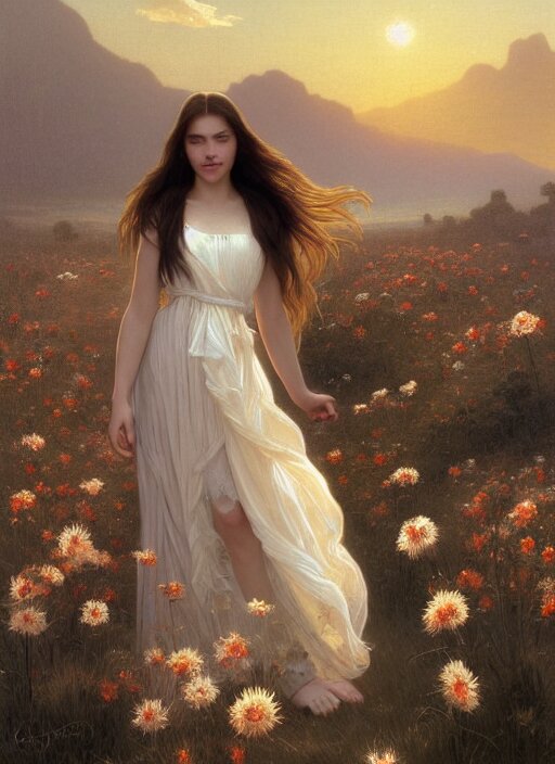 Lexica - Oil painting portrait of a young woman with long flowing hair ...