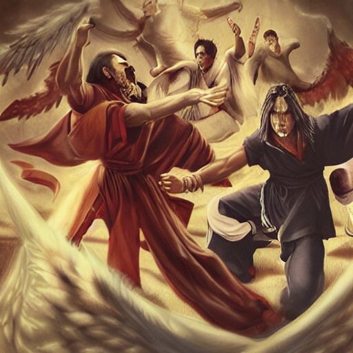 Lexica - God and Lucifer in a Kung Fu fight surrounded by angels ...