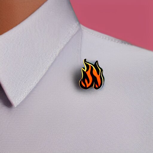 Lexica - Minimalistic enamel pin of fire flame, retro design