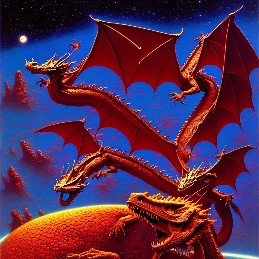 Lexica - Lonely dragon without wings, in outer space, tim hildebrandt ...