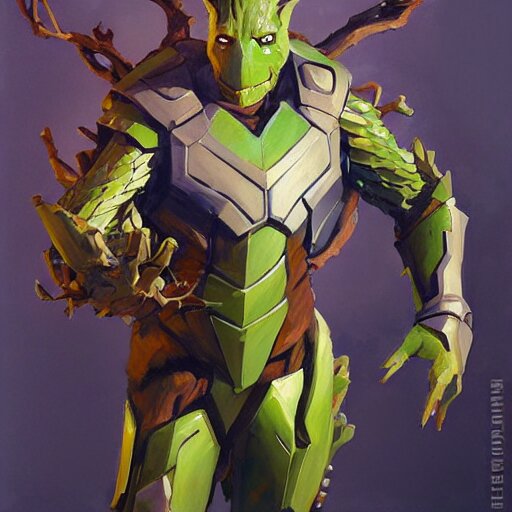 Lexica - Greg manchess portrait painting of armored groot as overwatch ...