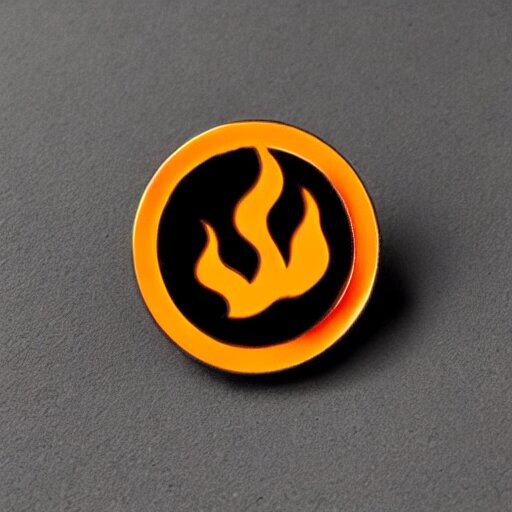 Lexica - Minimalistic clean enamel pin of fire flame warning label