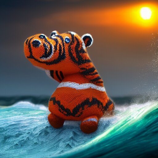 Lexica - A closeup photorealistic render of a cute knitted tiger ...