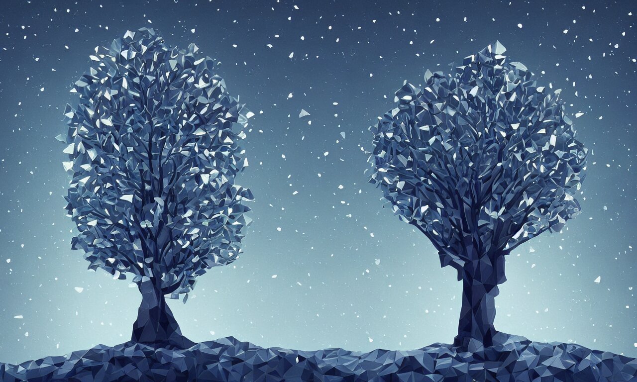 Lexica A Beautiful Artwork Of A Tree With Low Poly Crystal Diamond 