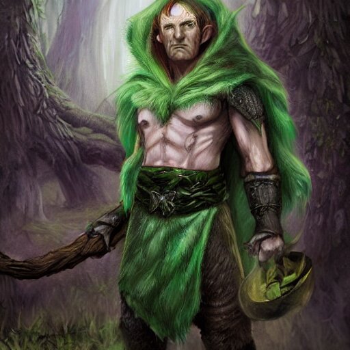 Lexica Angry male elf druid in forest, dnd character, portrait, matte