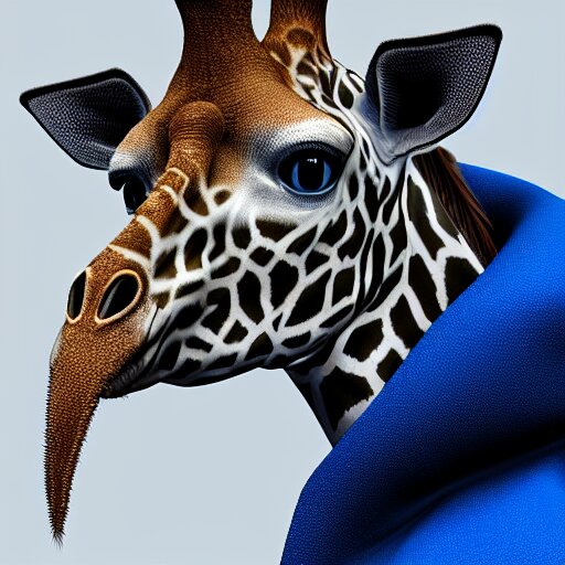 Lexica – A highly detailed portrait of a humanoid giraffe in a blue ...