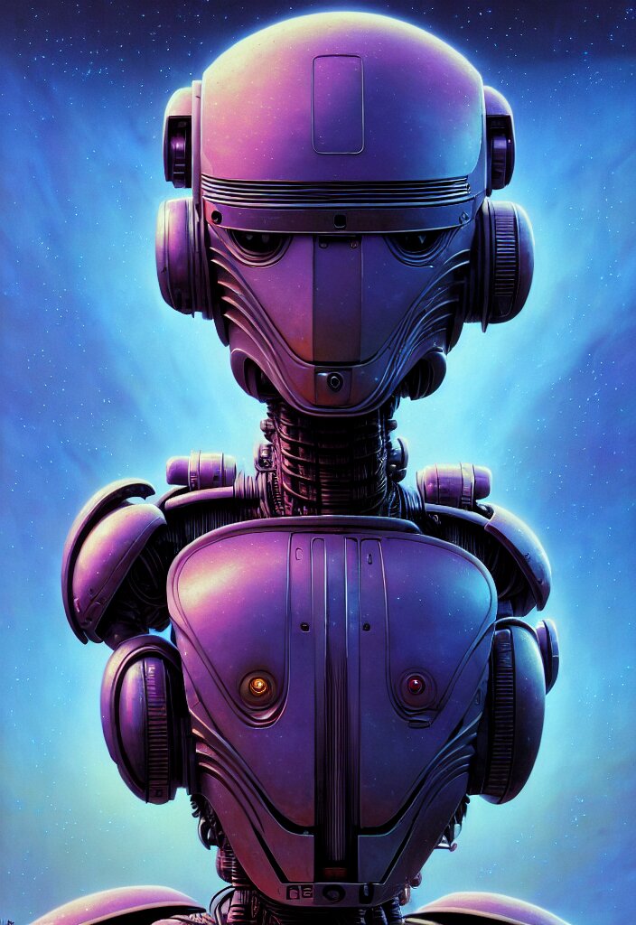 cinematic portrait of cute robot, faded colors, exotic alien fea ...