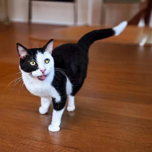 Lexica A calico cat walking on two legs drawing