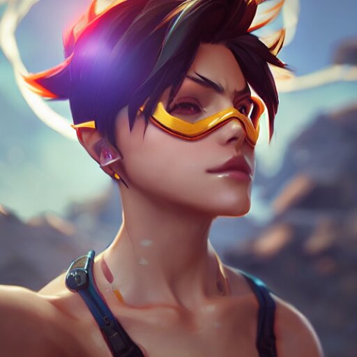 Tracer from Overwatch , highly detailed, digital, Stable Diffusion