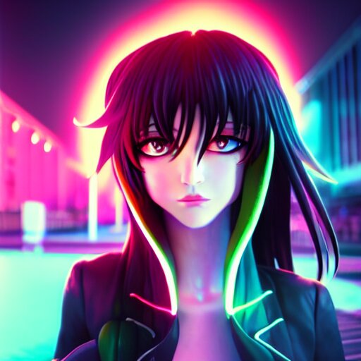 Lelouch Lamperouge in a neon city, octane render 8k,, Stable Diffusion