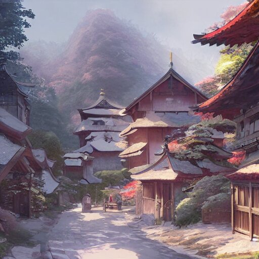 Lexica - Concept art painting of a cozy village in a mountainous ...